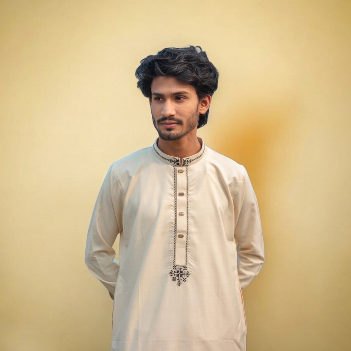 Embroidered Panjabi with Snap Buttons - Image 1