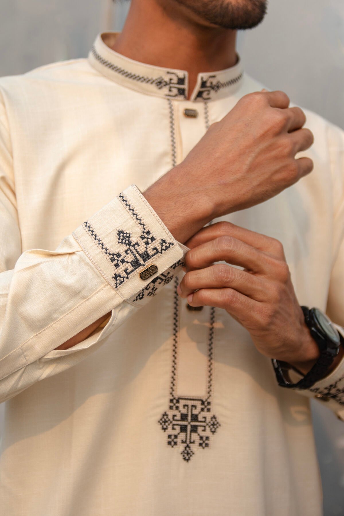Embroidered Panjabi with Snap Buttons - Image 3
