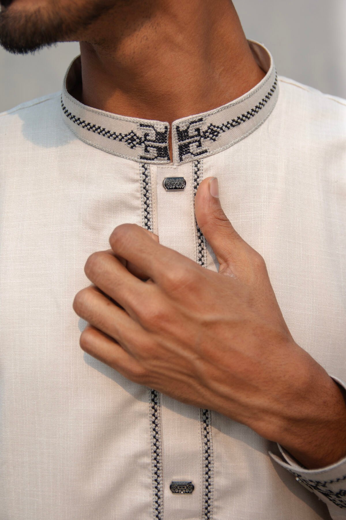 Embroidered Panjabi with Snap Buttons - Image 4